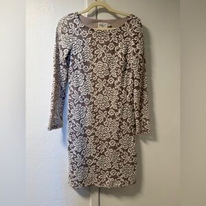 Eliza J Brown and Cream Floral Lace Dress